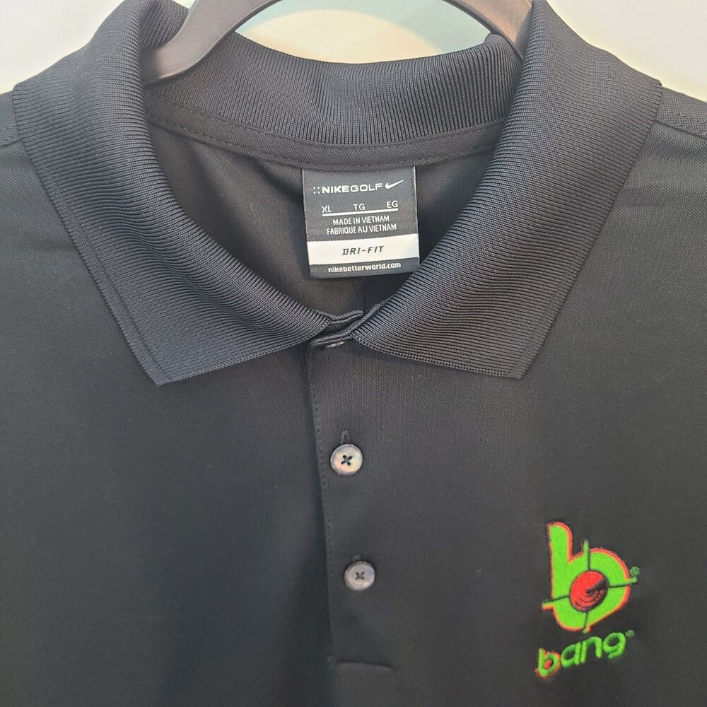 Nike Golf Polo Shirt Mens XL Black Dri-Fit Bang Drink Energy Logo Swoosh NWT - Picture 3 of 11